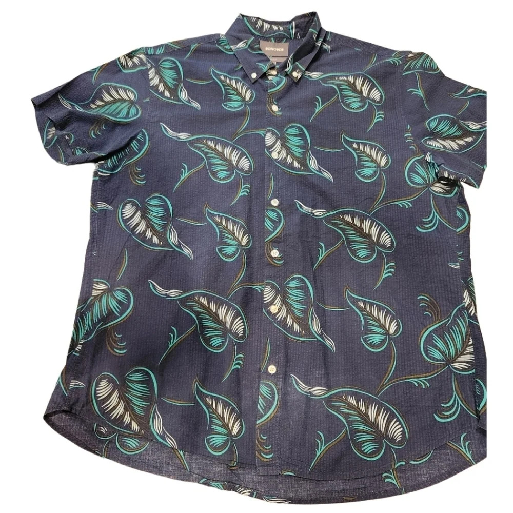 Bonobos Seersucker Mens Riviera Slim Fit Button Down Short Sleeve Shirt Size XL